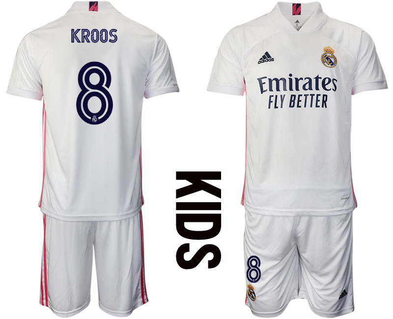 Youth 2020-2021 club Real Madrid home #8 white Soccer Jerseys->real madrid jersey->Soccer Club Jersey